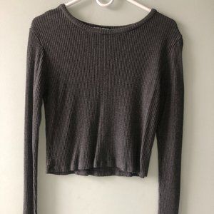 Brandy Melville Ribbed Gray Long Sleeve Tee